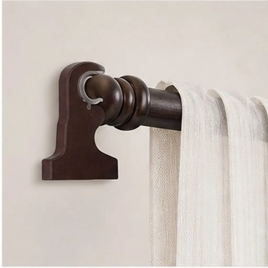 2Pcs Curtain Rod Support Bracket Set Wall Mount Holders Decorative Flat Curtain Pole Brackets for Window Drapery Rods Easy