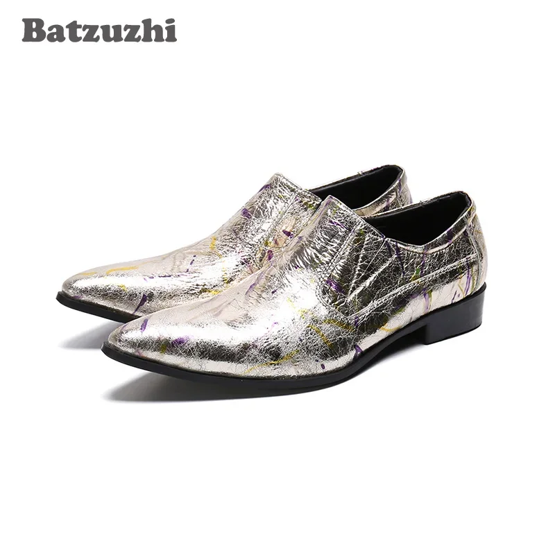 

Batzuzhi Handmade Men Shoes Zapatos Hombre Genuine Leather Dress Shoes Men Pointed Toe Party and Wedding Footwear, Big US12