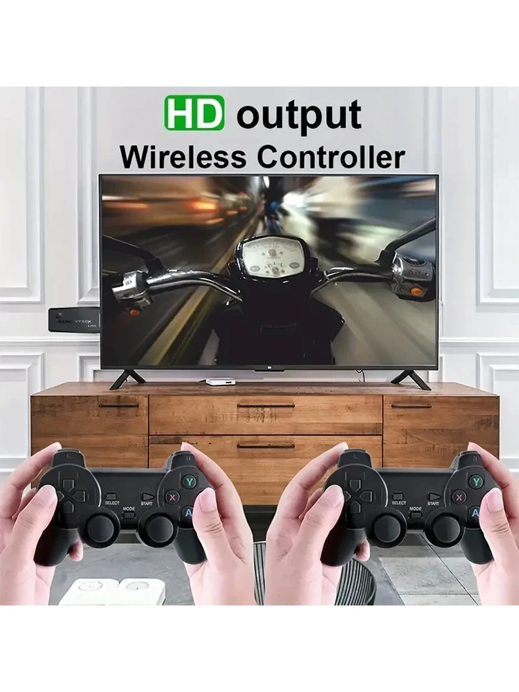 Konsola do gier wideo 2.4G z dwoma bezprzewodowymi kontrolerami 4K HDMI dla PS1/SFC/NES TV & PC 20000 gier 64GB Retro dla dzieci na Boże Narodzenie — 2