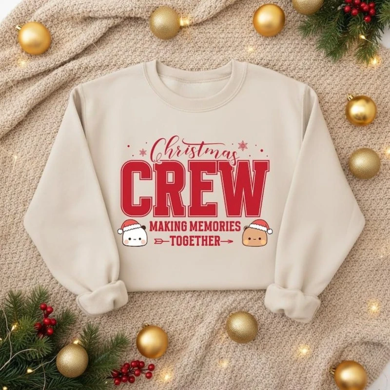 Moletom da tripulação de Natal |   Roupa de férias familiar combinando pulôver gola redonda manga comprida moda confortável top com capuz térmico