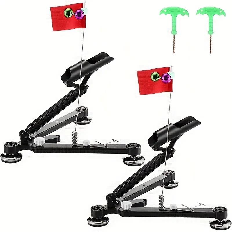 حامل صنارة صيد الجليد قابل للطي مع جرس وعلم - دعامة متوافقة مع اوجير الثلج قابلة للتعديل، ملحقات صيد شتوية محمولة #6