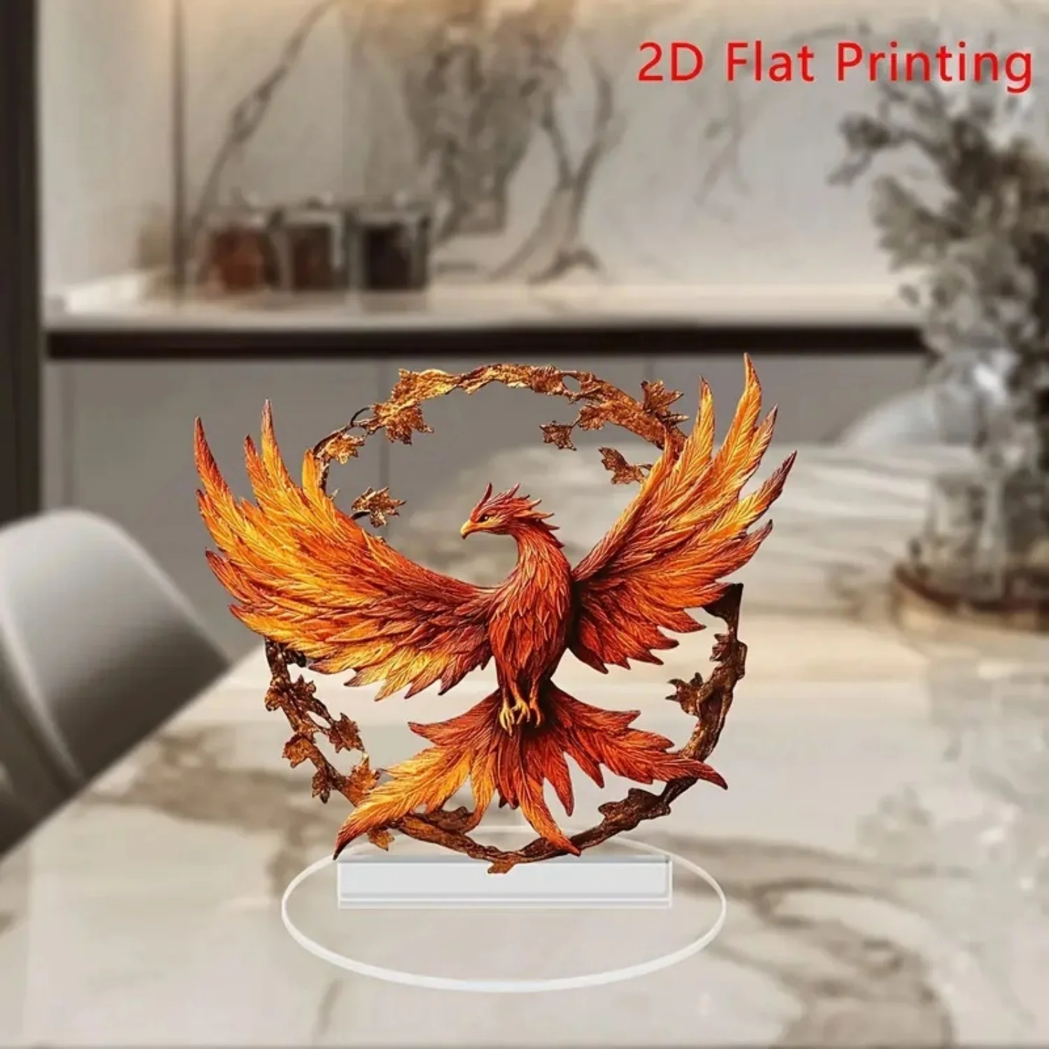 تمثال فينيكس الناري، تمثال أكريليك مسطح ثنائي الأبعاد، المنزل، المكتب، المقهى، الغرفة، الاستوديو، علبة العرض، زخرفة الطاولة، هدية ديكور سطح المكتب #4