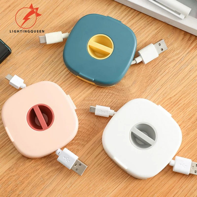 Cable Organizer Rotating Cable Winder Box Plastic Portable Wire Storage Case Usb Charger Holder Mouse Wire Earphone Cord Storage