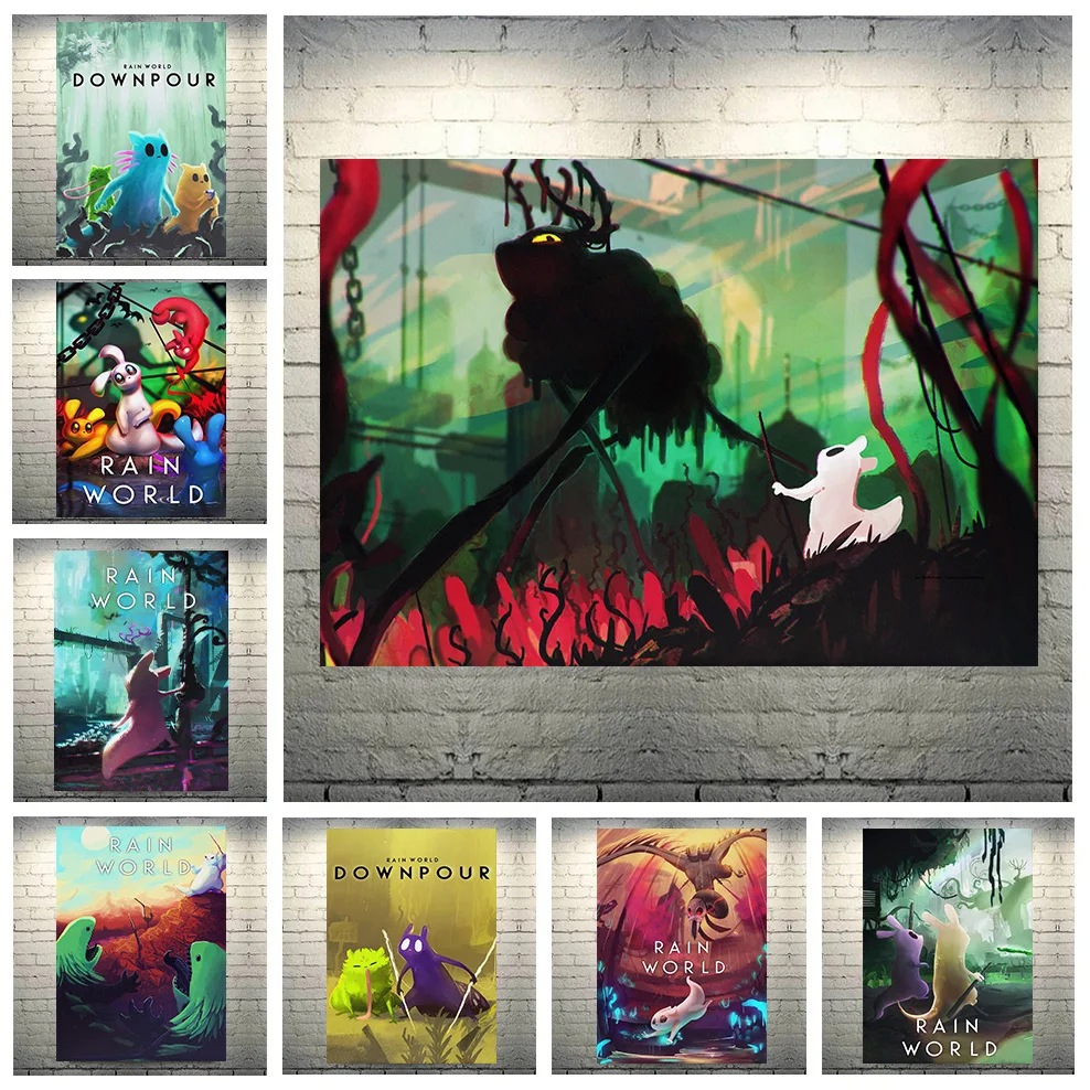 Rain World Survival Action Adventure Video Cartoon Game Poster Print Wall Art Pictures Canvas Painting Living Room Home Decor