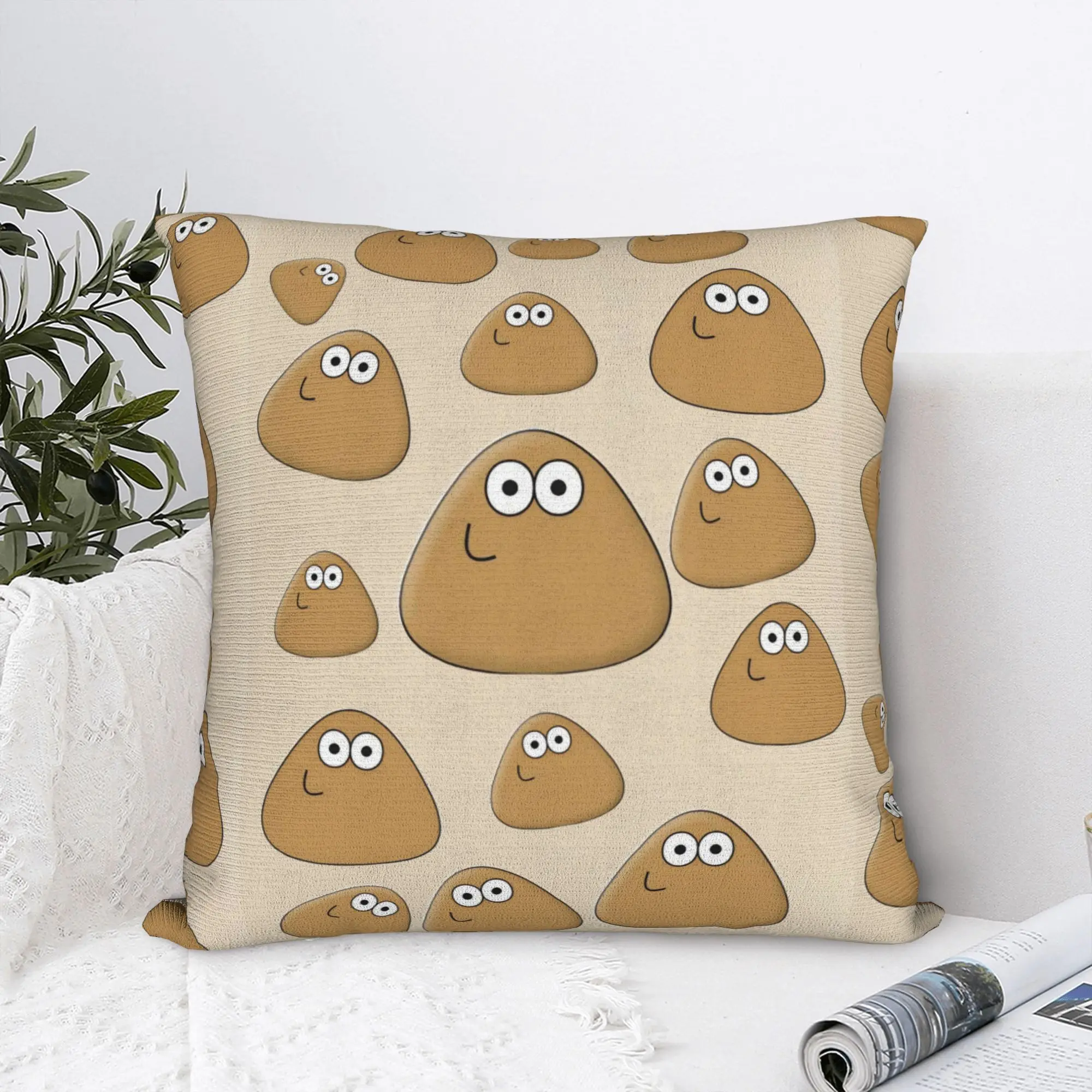Soft Virtual-Alien Pet P-Pou Pillowcase Polyester Cushion Cover Decorations Cartoon Game Throw Pillow Case Cover Home Zippered