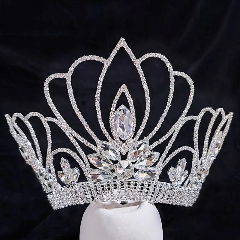 Himstory-Exagerado Grande Strass Coroa Headpiece para Mulheres, Jóias de Luxo, Bling Nupcial Tiara Coroa, Acessórios para Cabelo