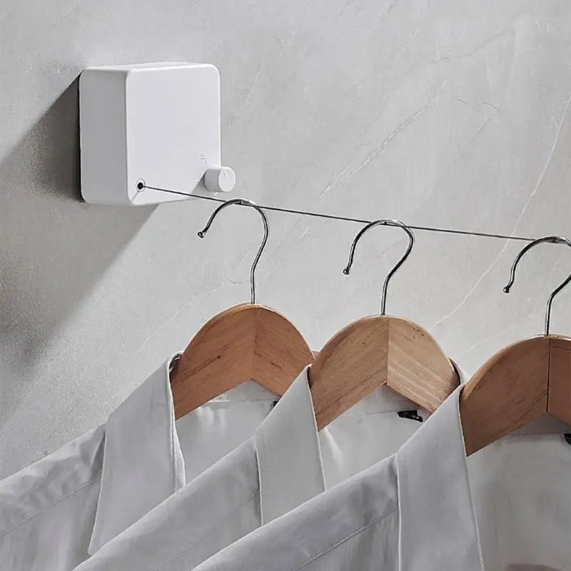 Concealable Clothesline With Plastic Cable Wall Mounted Drying Solution for Home Use B03E