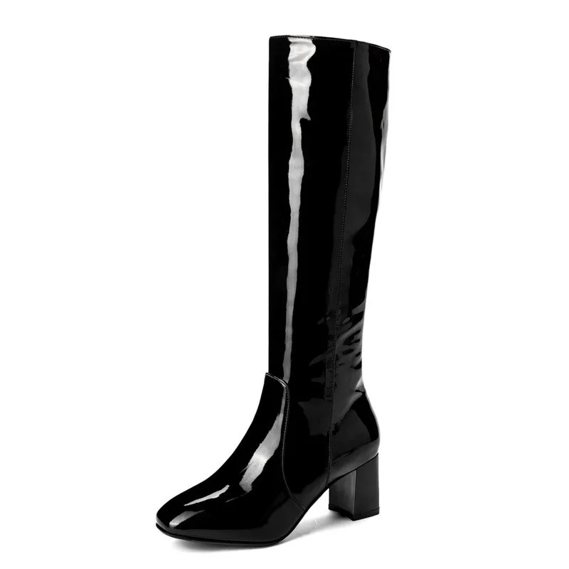 

New Winter New Product Foreign Trade High Heel Square Head Large High Barrel Boots