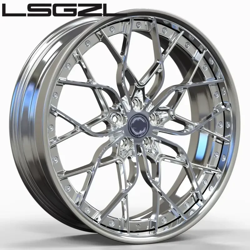 i LSGZL Deep Dish Custom 2 Piece Deep Concave Chrome Forged Alloy Wheels for 20 21 22 24 Inch 5x120 5x130 5x114.3