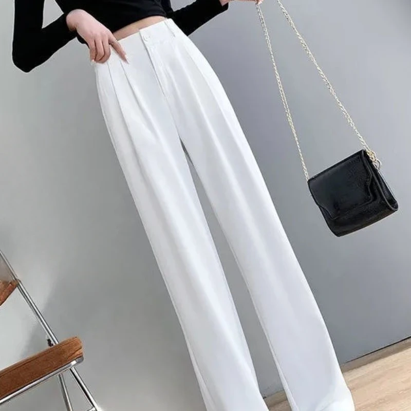 Clothing Tailoring Work White Women\'s Pants Office Trousers For Woman Straight Leg Buttons Black G With Youthful Emo Slacks 90s