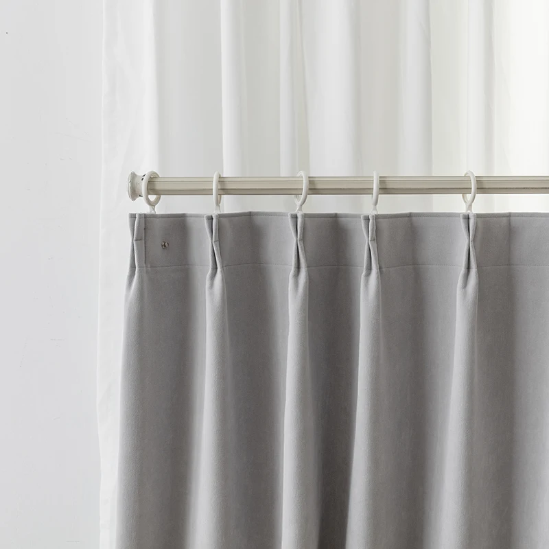 Newest nordic grey coconut milk velvet manual control  home window curtains for living room