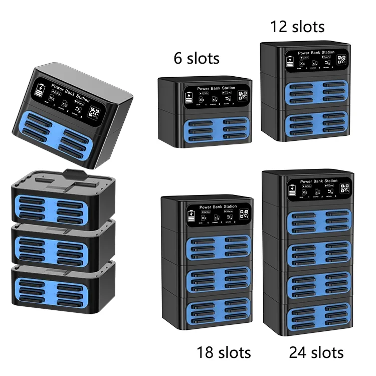 2025 Powerbank Solution Rental Station Quick Charger 18 Slot App-Controlled Hong Kong-Based Mobile Device Charging Sharing Hub