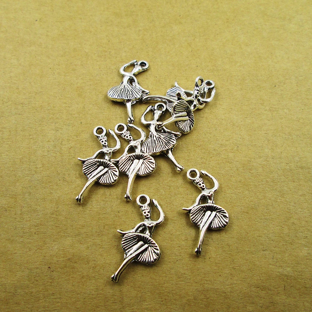 

40pcs 13*25mm dacing girl ballet girl Charms DIY Charms Pendants DIY necklace/ bracelets charms antique silver tone