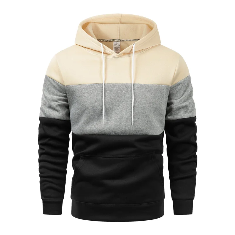 New men's patchwork hooded sweatshirt hoodie clothing casual loose wool warm street wear men's fashion autumn winter sportswear