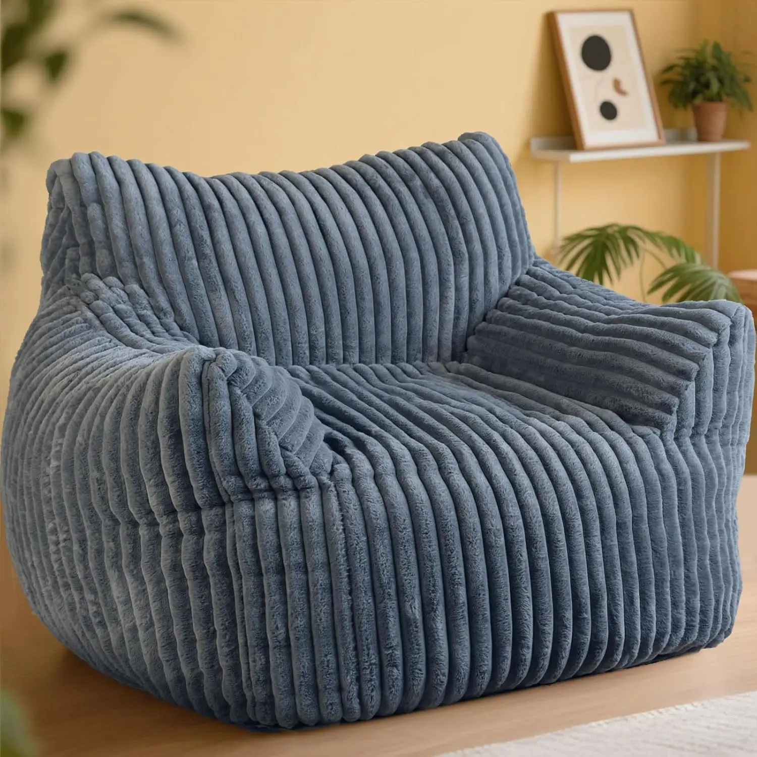 

Giant Bean Bag Chair, Oversized Plush Comfy Bean Bag Sofa for Adults and Kids with Armrests, Memory Foam Mini Couch Single Loung