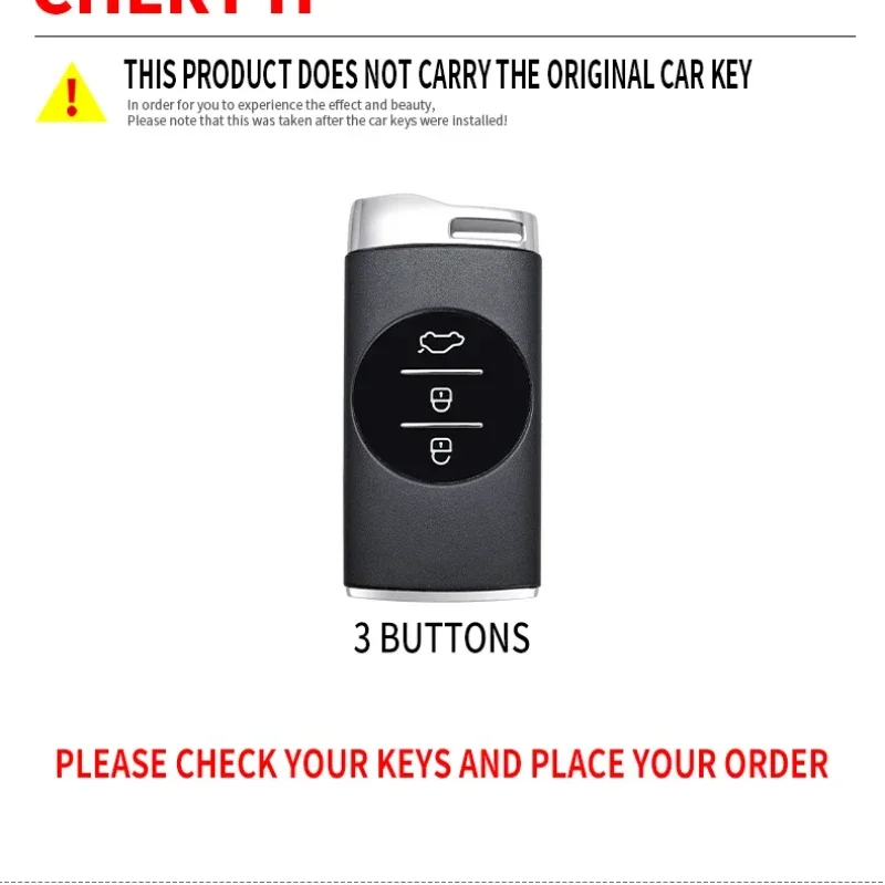 for Chery Tiggo 8 Arrizo 5 Pro Gx 5x EQ7 Chery Tiggo 7 Pro 2020 3 Botton Metal Car Key Cover Fob Case Shell Accessories Keychain