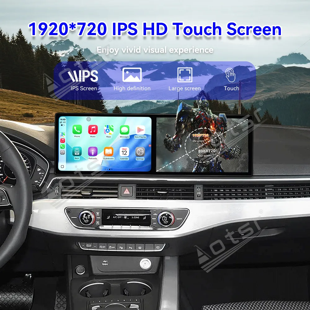المزدوج 9.1 ''أندرويد 15 Carplay لأودي A4L A5 2017-2019 نظام تحديد المواقع والملاحة راديو السيارة HD شاشة تعمل باللمس السيارات ستيريو اكسسوارات السيارات