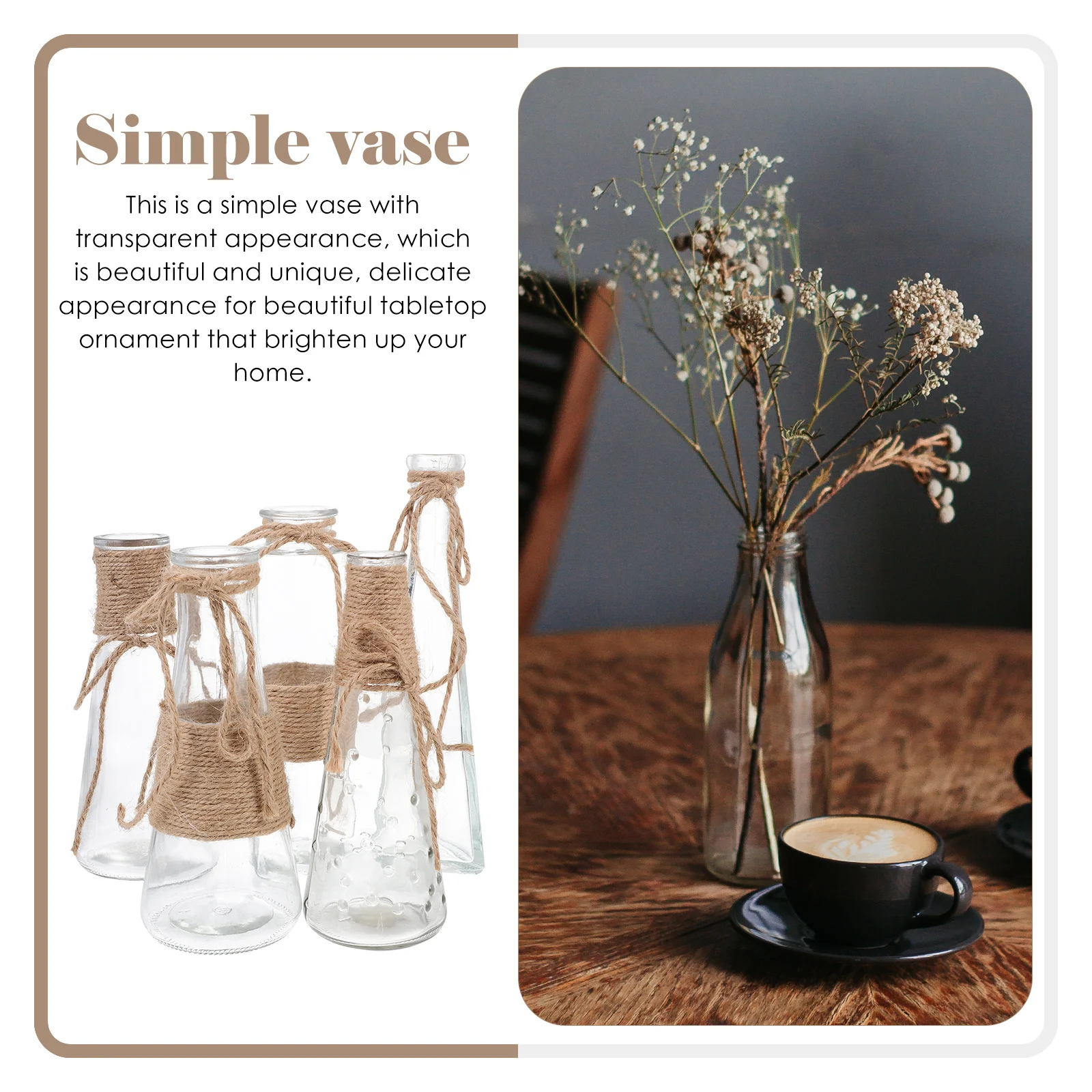 

5 Pcs Clear Flower Vase Exquisite Glass Single Stem Decorative for Home Decoration Bottle Rustic Country