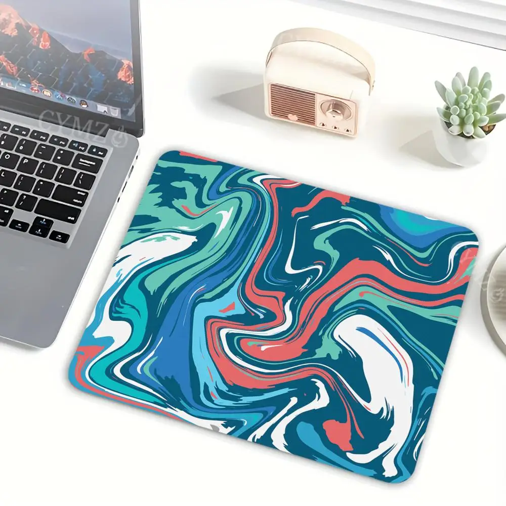 

Черно-белый художественный жидкий маленький коврик для мыши, настольный коврик, игровые коврики, нескользящие аксессуары для стола с прошитыми краями, офисный коврик для ноутбука