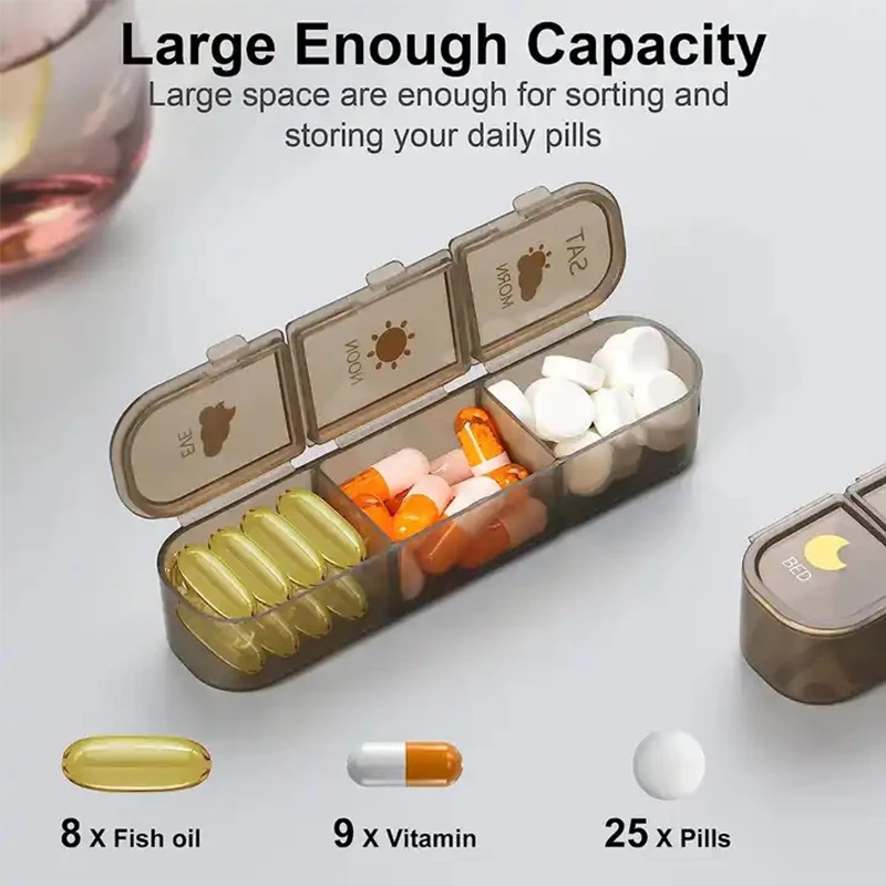 Portable 21/28 Grids Weekly Pill Organizer Storage  Medicine Dispenser Tablet 7 Days Compartment Pills Case Container