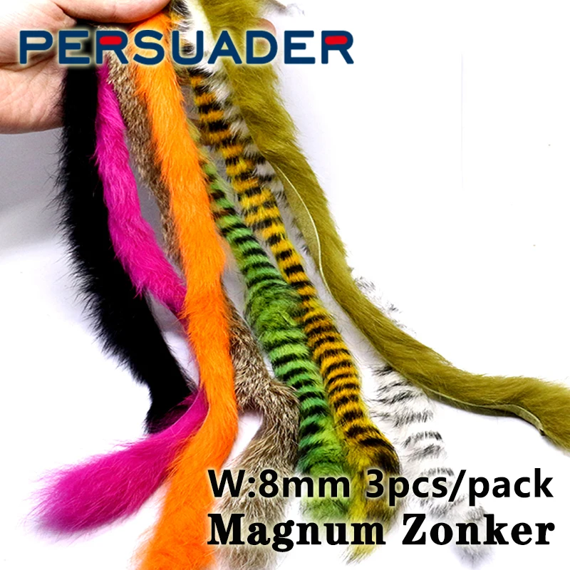 8 optional colors Magnum rabbit zonker 3pcs/pack total 1meter 8mm wide zonker pelt genuine rabbit hair fur fly tying materials