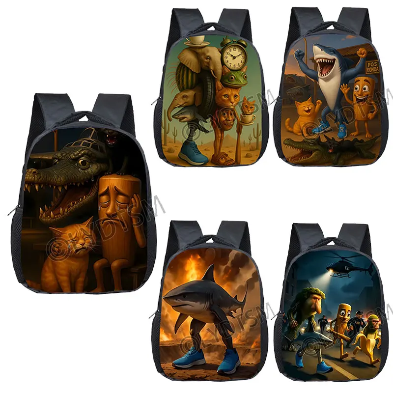 Mochila para niños pequeños con estampado de cerebro italiano divertido de 12 pulgadas Tung Tung Sahur, mochilas de dibujos animados para niños, bolso escolar para bebé, regalo