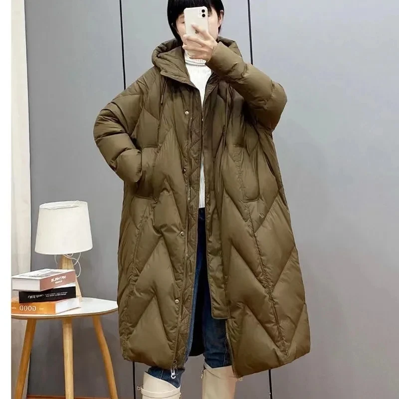 Oversized Winter Jacket Womens Chic Vintage Down Cotton Jacket Coat Thicken Warm Cotton Coat Windproof Hooded Puffer Parkas Coat