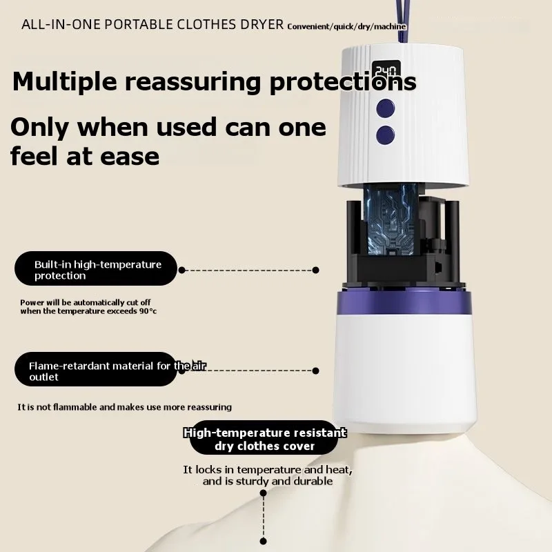 

A52Q-Compact,Foldable Clothes Dryer-Portable Travel Version-Quiet Operation, 240-Min Timer, EU Power Adapter Included EU PLUG