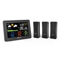 BALDR Wireless Weather Station Color LCD Digital Hygrometer Thermometer Barometer DCF Alarm Clock Calendar 3 Forecast Sensors