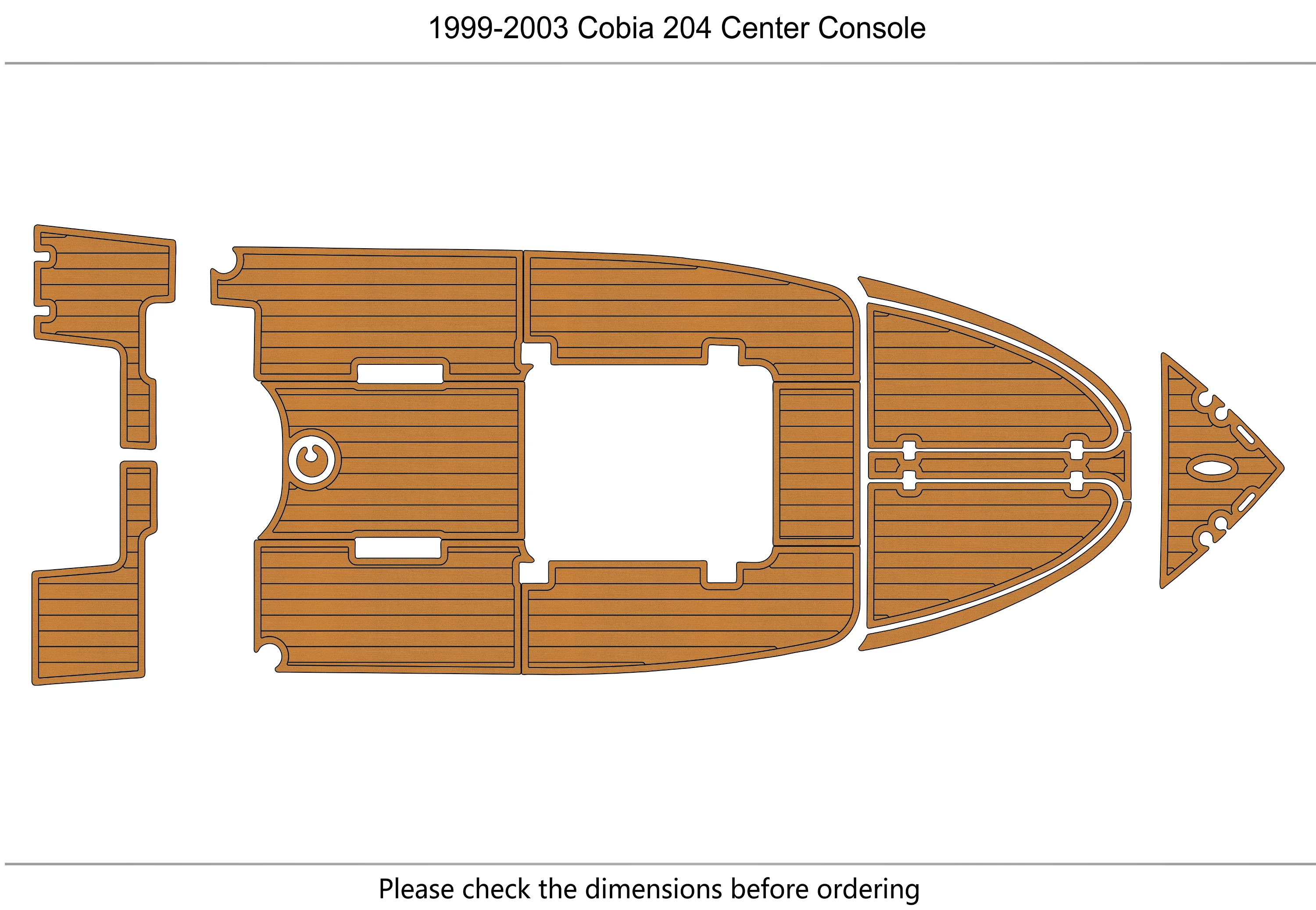 Anti-Skid EVA Faux Teak Self-Adhesive 6mm Boat Deck Pad for 1999-2003 Cobia 204 Center Yacht Cockpit Durable Marine Floor
