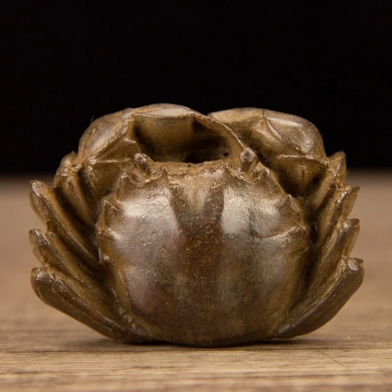 Antique Style Purple Copper Eight Directions Wealth Crab Ornament Size Long7Wide5High3cm Weight about0.37KG