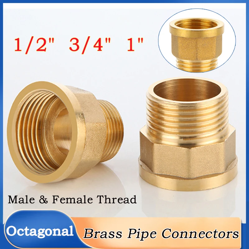 

1PCS 1/2" 3/4" 1"Female/Male Threaded Brass Octagonal Bushing Reducer Copper Pipe Fitting Water Gas Adapter Connector
