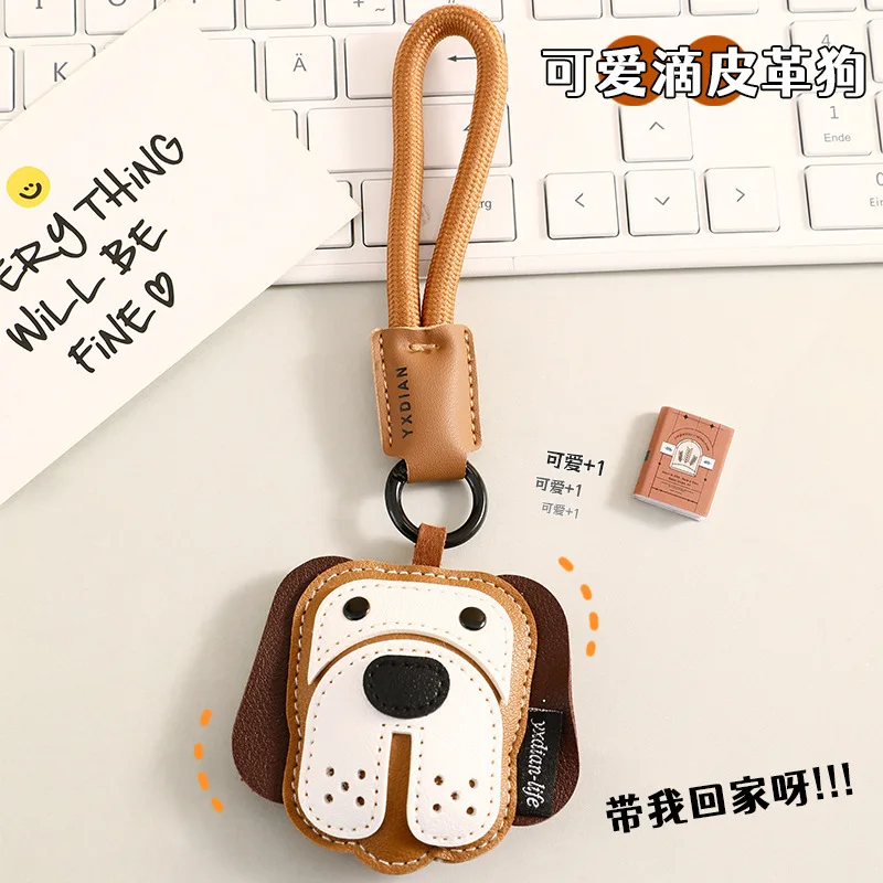 New Cute Leather Dogfighting Pendant Keychains For Women Y2k Bag Pendant Car Key Chains Jewelry Gift Decoration Accessories 2025