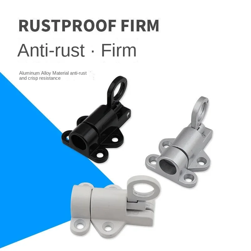 Pull Ring Spring Bounce Door Bolt Aluminum Alloy Self-Closing Automatic Latch Window Gate Security Latch Lock Random Color