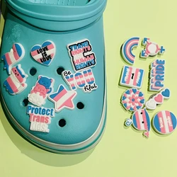 1-16 Stuks Regenboog Trots Trans En Trotse Pvc Schoenen Gesp Decoratie Man Vrouw Slipper Charmes Diy Polsband Klomp