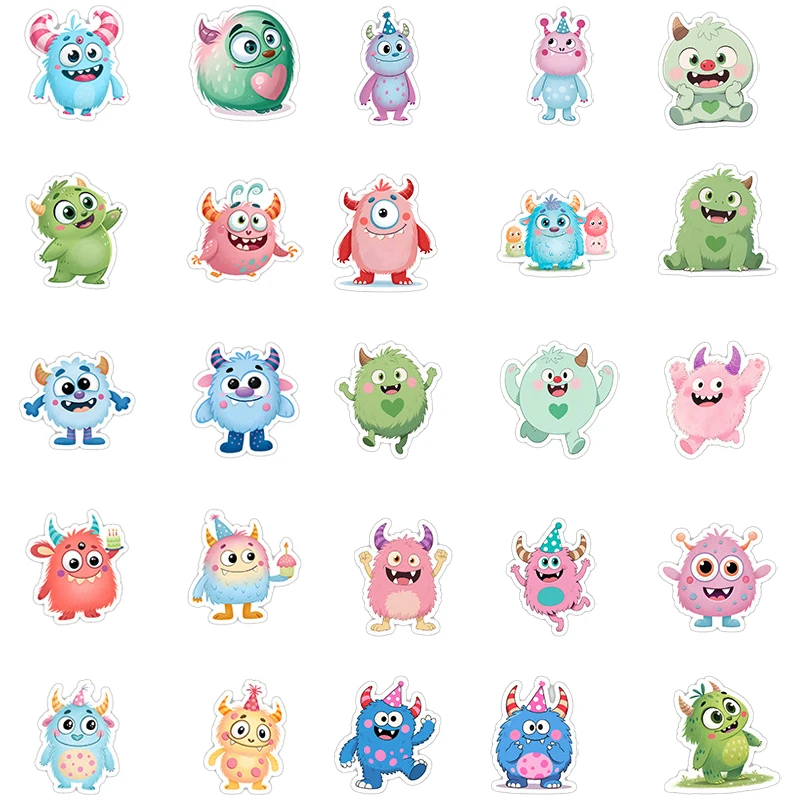 50PCS Cute Big-Eyed Monster Cartoon Stickers Waterproof Vinyl Decals Luggage Journal Skateboard Helmet Notebook Guitar Kids Toys view 3