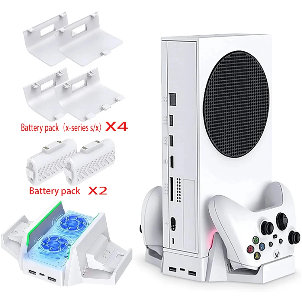 

Multifunctional Vertical Stand With Cooling Fan Dual Charger RGB Console Bracket For XBOXes Series S Xss