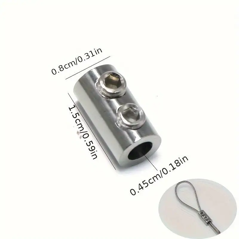 10pcs Adjustable Stainless Steel Wire Rope Lock Clamps - Self-Locking Fasteners for Home Renovation - Double Hole Telescopic