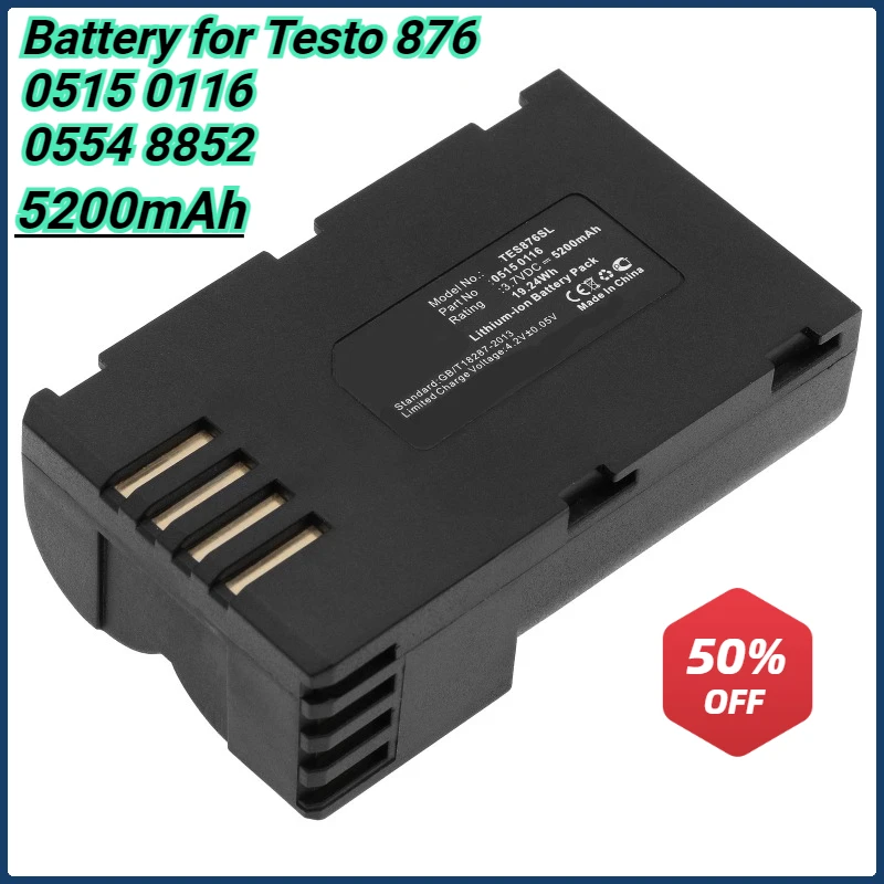 5200mAh Replacement Battery for Testo 876 Infrared Thermal Imager Battery 0515 0116 0554 8852 Battery Packs Manufacturer Supply