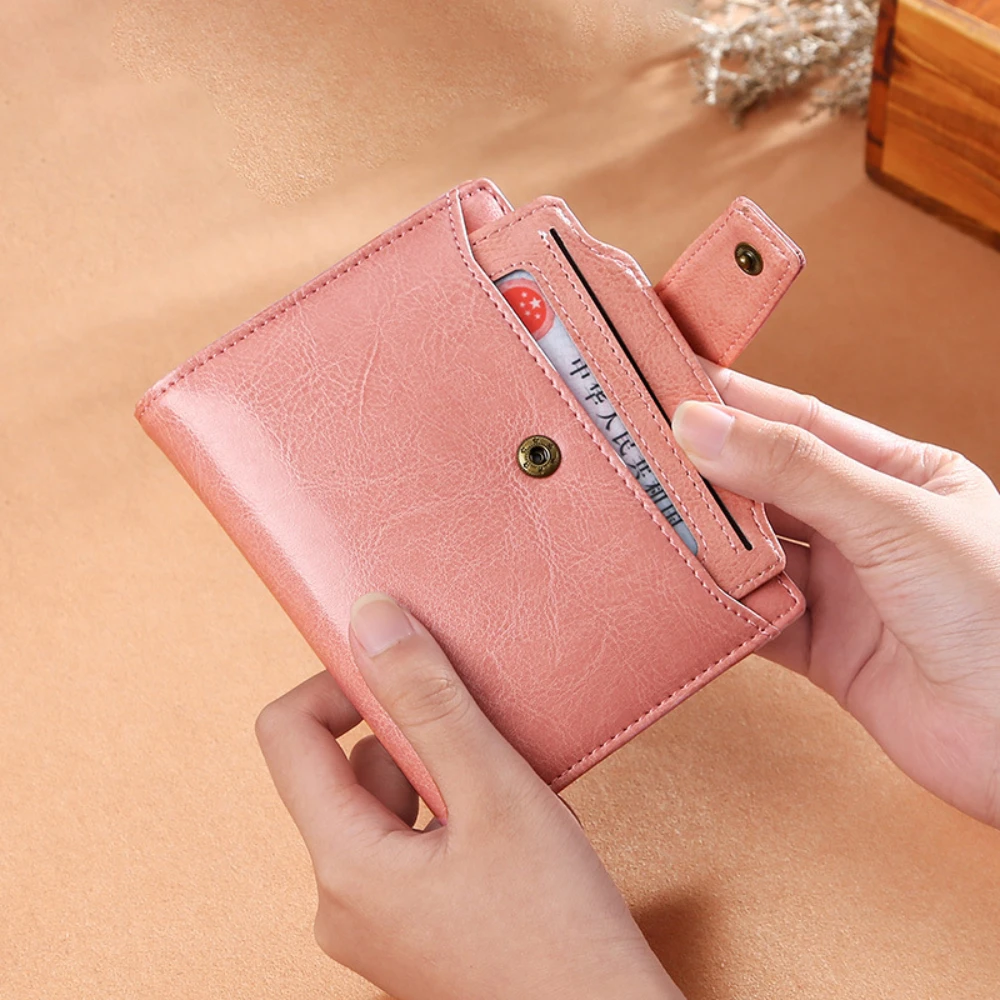 

Vintage Genuine Leather Women's Wallet Short Multifunction Rfid Zero Wallet