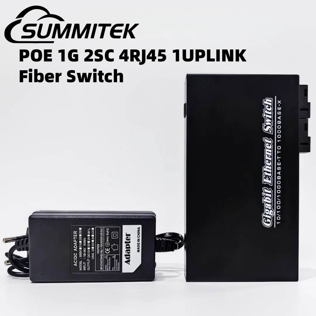 

Гигабитный оптоволоконный медиаконвертер SUMMITEK 2SC(AB) в 4RJ45, одиночный оптоволоконный коммутатор с выходом POE и Uplink 3 км