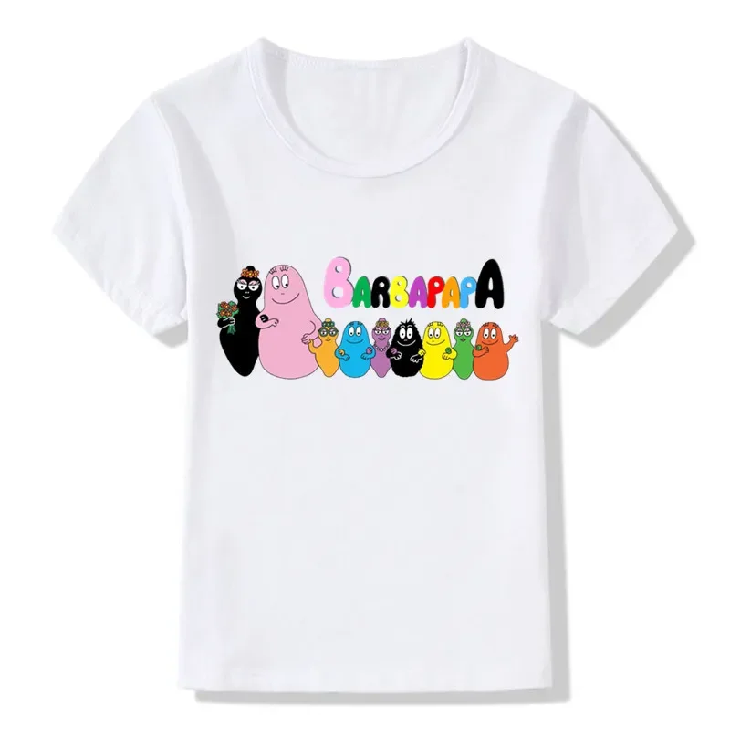 

Rainbow Barbapapa Cartoon Design Funny Children's T-Shirts Boys Girls Summer Tops Tees Kids Casual Clothes For Toddler