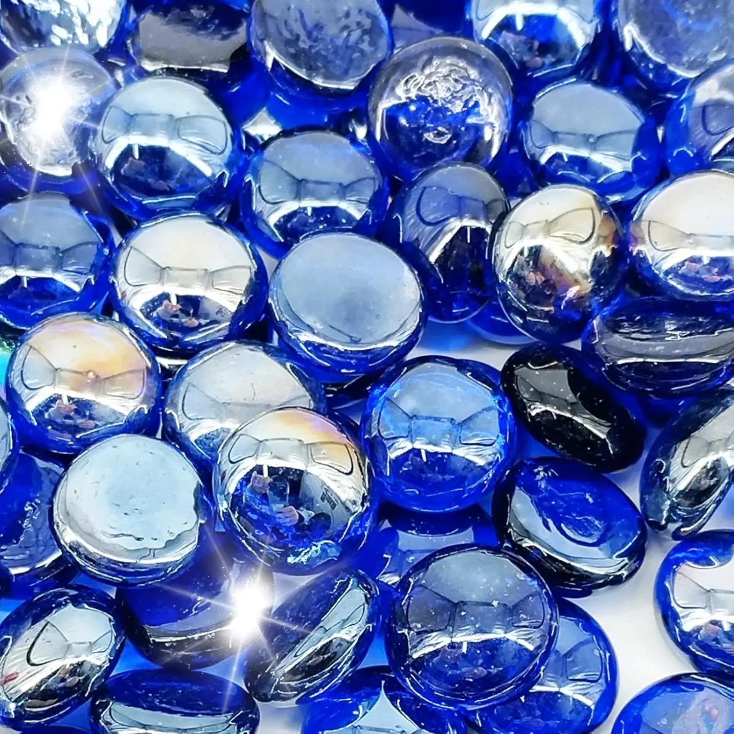 

5 Pound 3/4 Inch Cobalt Blue Fire Glass Beads for Natural or Propane Fire Pits and Landscaping
