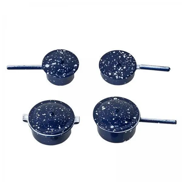 1 12 Miniature Kitchenware Blue Metal Pan Set Dollhouse Cookware Tools for Room Box Display