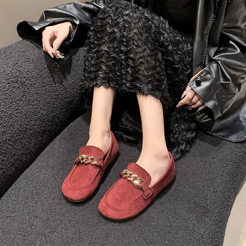 Women's Shoes 2024 Brand Loafers Women's Flats Fashion Metal Decoration Casual Flat Shoes Hot Sale Leopard Print Flat Low Heels