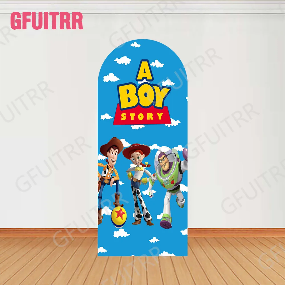 Toy Story Arch Photo Backdrop A Boy Story Birthday Party Photography Backdrop Baby Shower Decor Double-side Zipper Covers