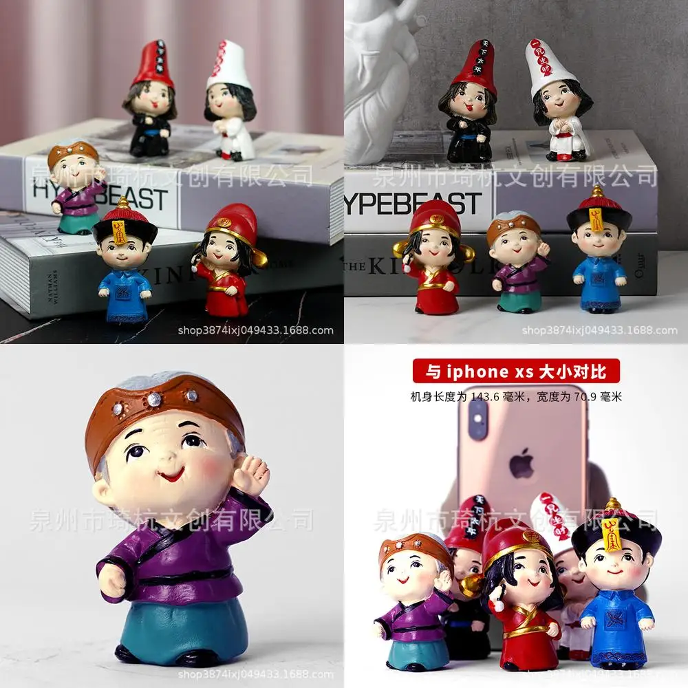 Cute Cartoon Hell Five Characters Mini Decoration Q Version Judge Meng Po Office Art Craft Gift for Friends