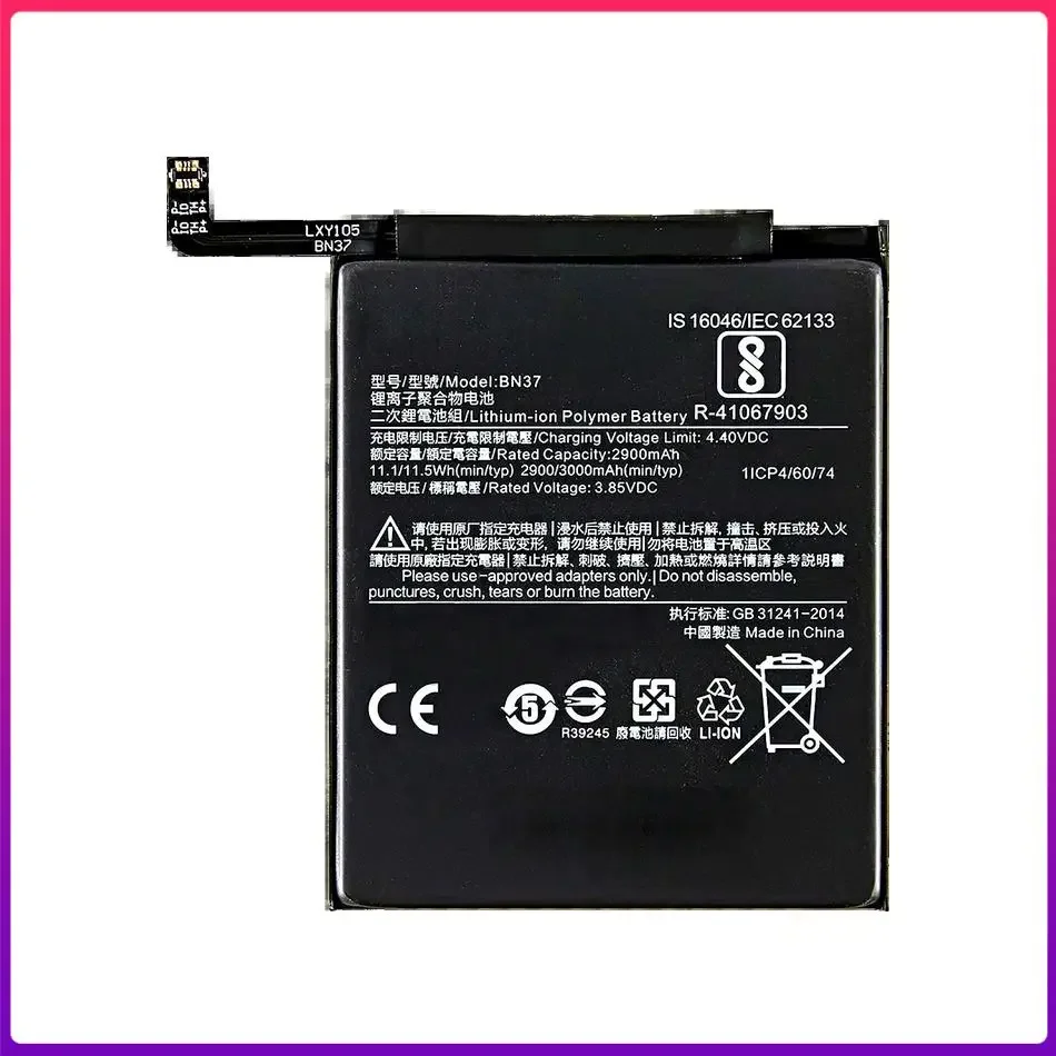 BN37 BN 37 BN-37 Battery for Xiaomi Redmi 6 / Redmi 6A Redmi6 Redmi6A High Quality Phone Battery Bateria Batteries 3000mAh + NO