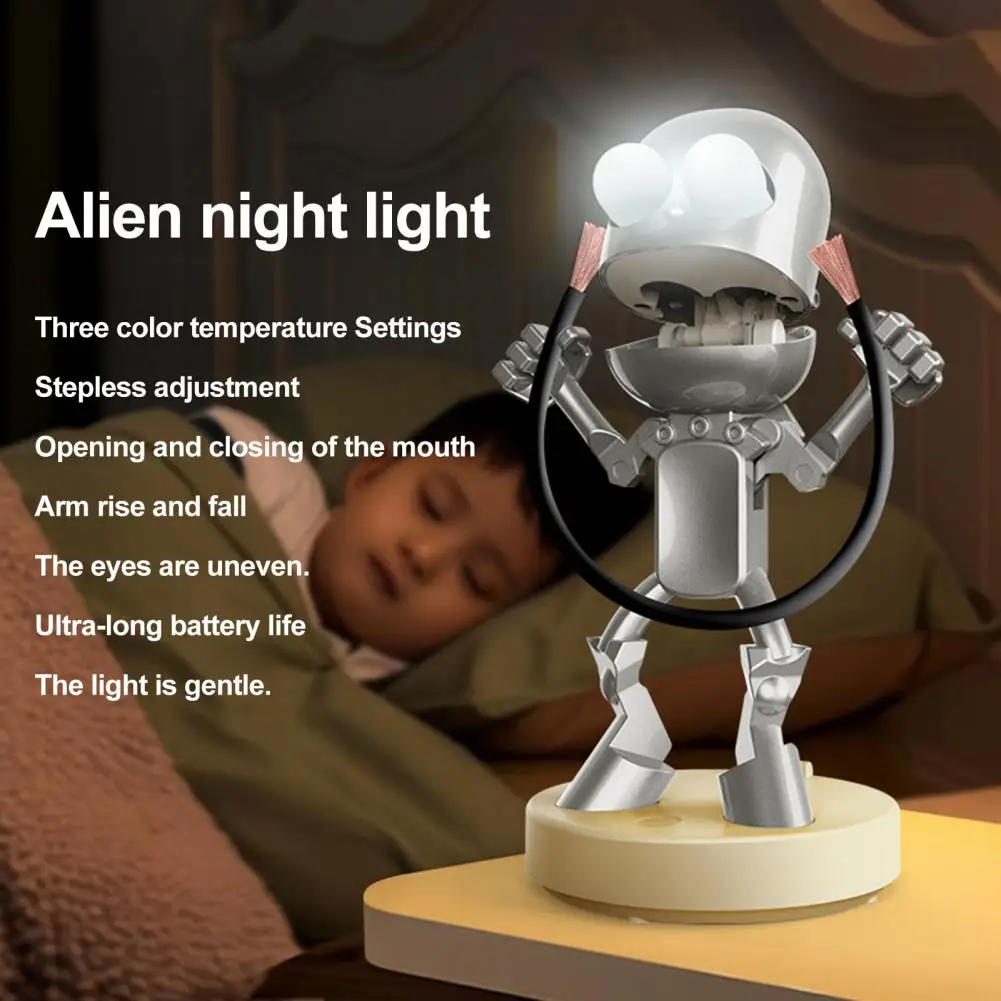 

Multifunctional Night Light Cute Cartoon Robot Led Night Light Dimmable Usb Rechargeable Desk Lamp for Bedroom Decor Flicker