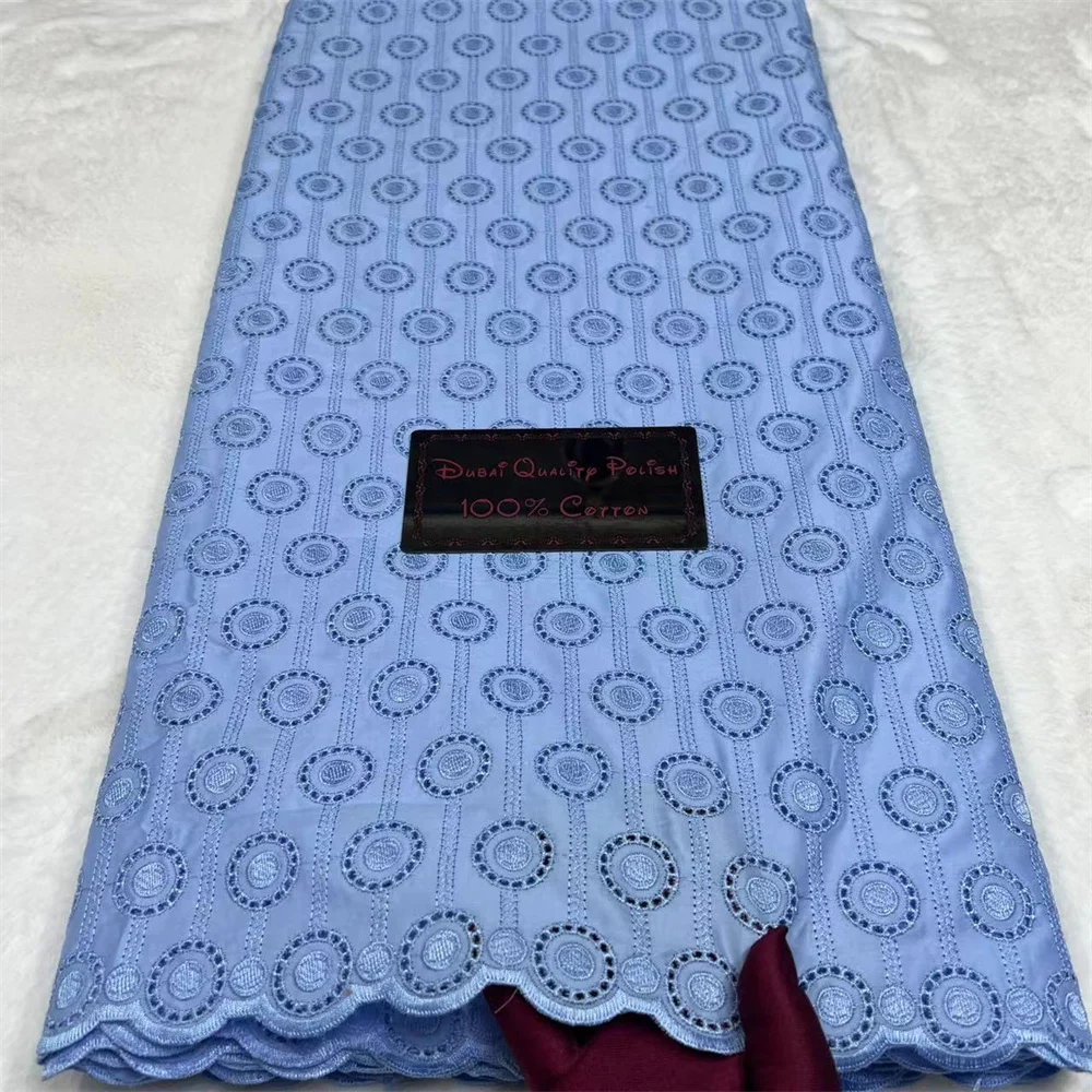 Swiss Voile Lace 2024 High Quality Polish Fabric African 100% Cotton Luxurious Embroidery 5 Yards